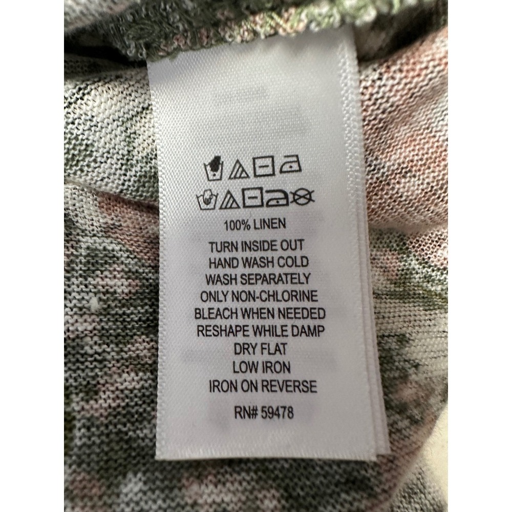 Joie Floral Linen Cap Sleeve Top Green Pink White Casual Women's Small Coastal - Picture 4 of 9